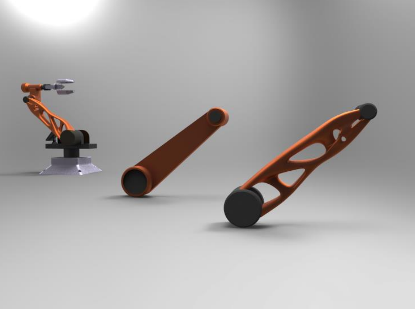 Baseline arm vs topology-optimized arm